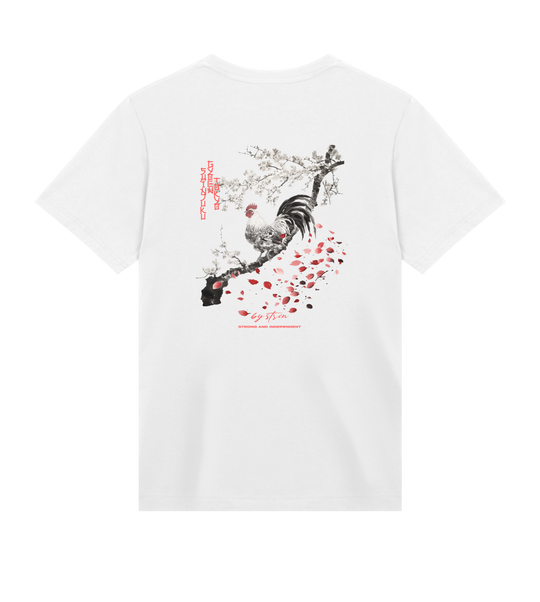 T-SHIRT SHINJUKU À ARBRE SAKURA GRIS COQ Blanc cassé